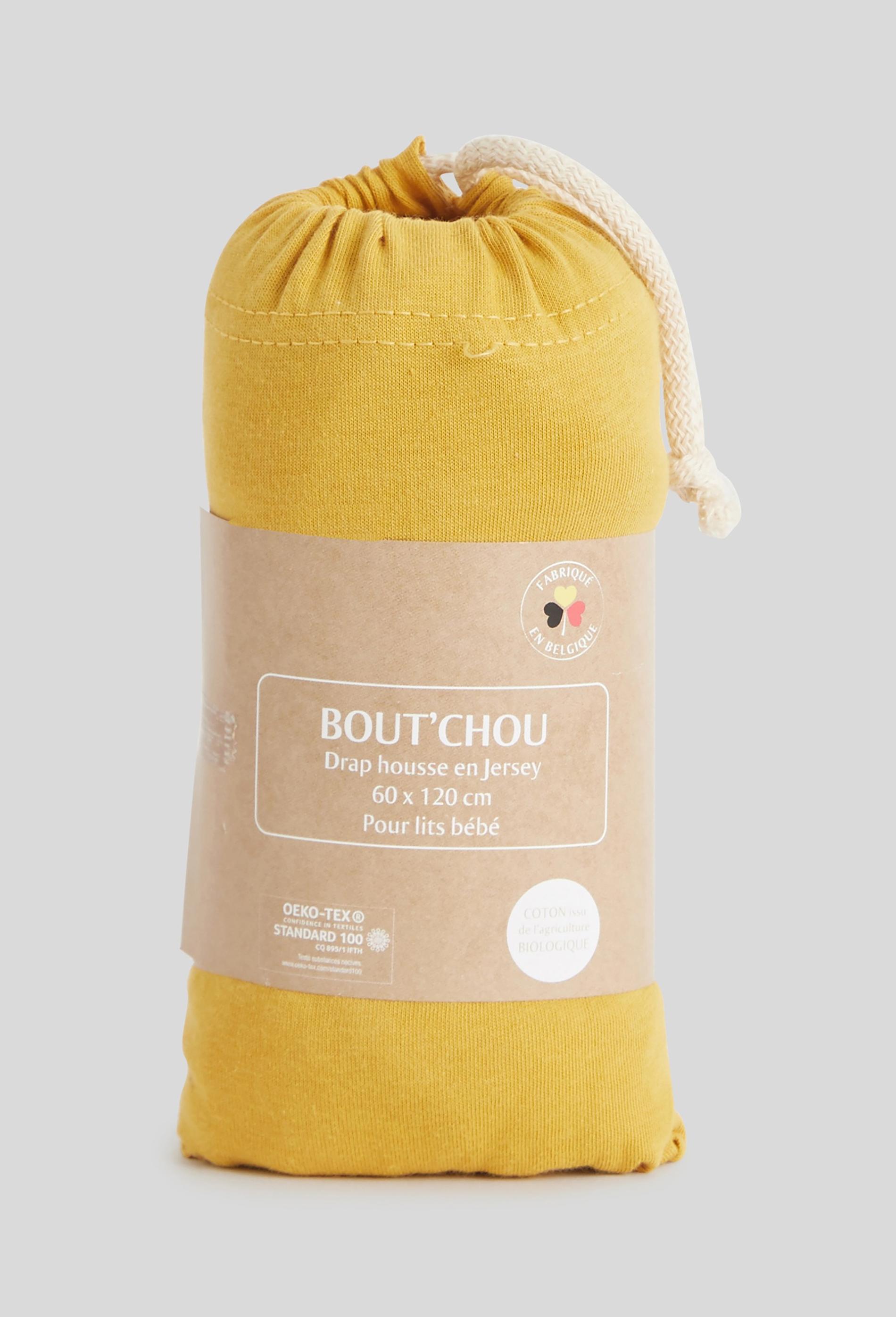 Drap housse en coton issu de l'agriculture biologique 60x120cm jaune
