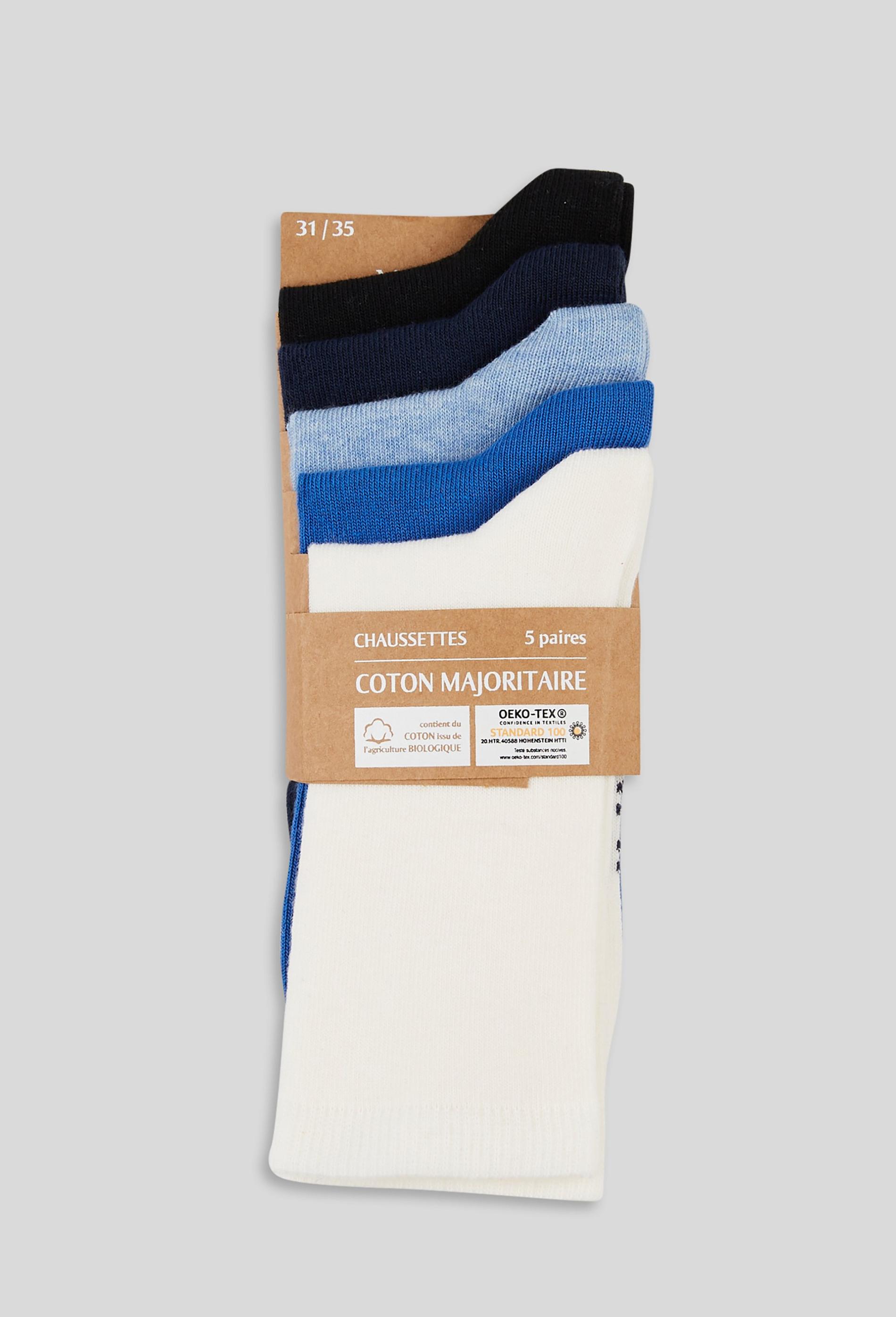 Lot de 5 paires de chaussettes en coton BIO 27-30 bleu