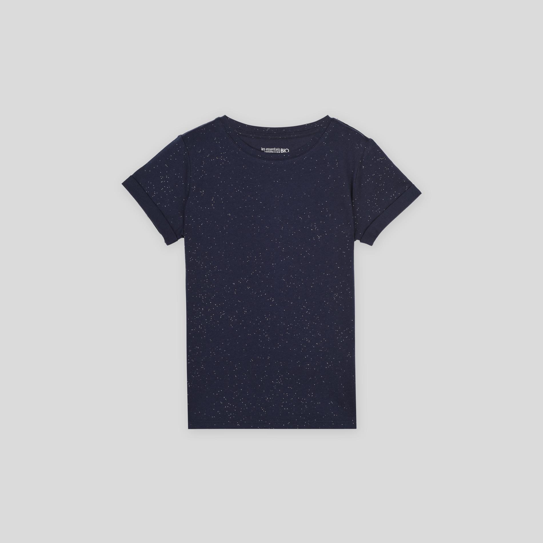 T-shirt manches courtes pailleté 3 ans bleu foncé