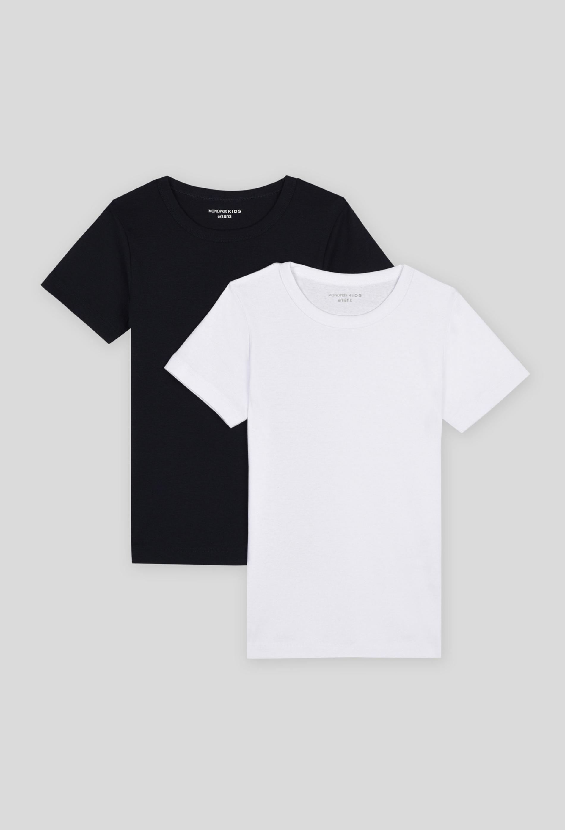 Lot de 2 T-shirt manches courtes unis, certifié OEKO-TEX 2-3 ans blanc