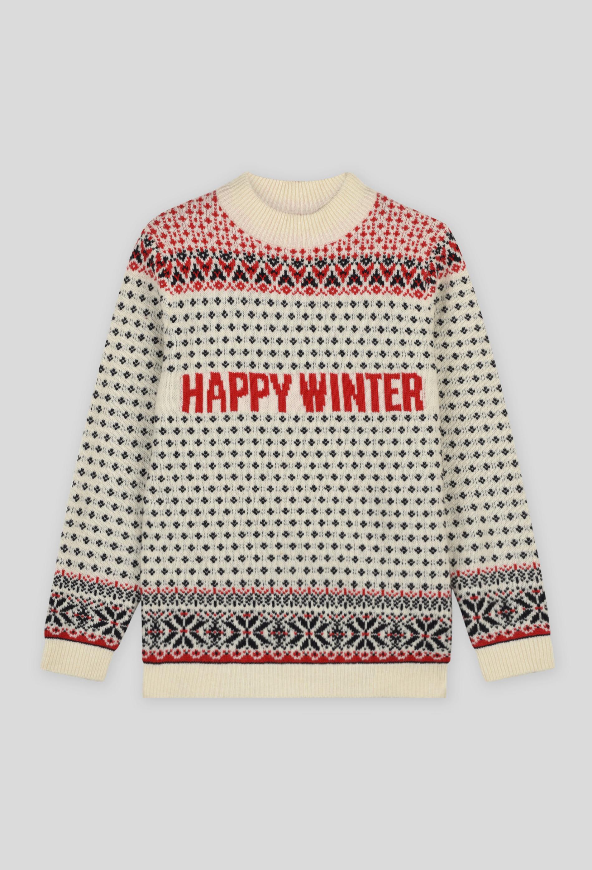 PULL JACQUARD MAILLE HAPPY WINTER 4 ans ecru