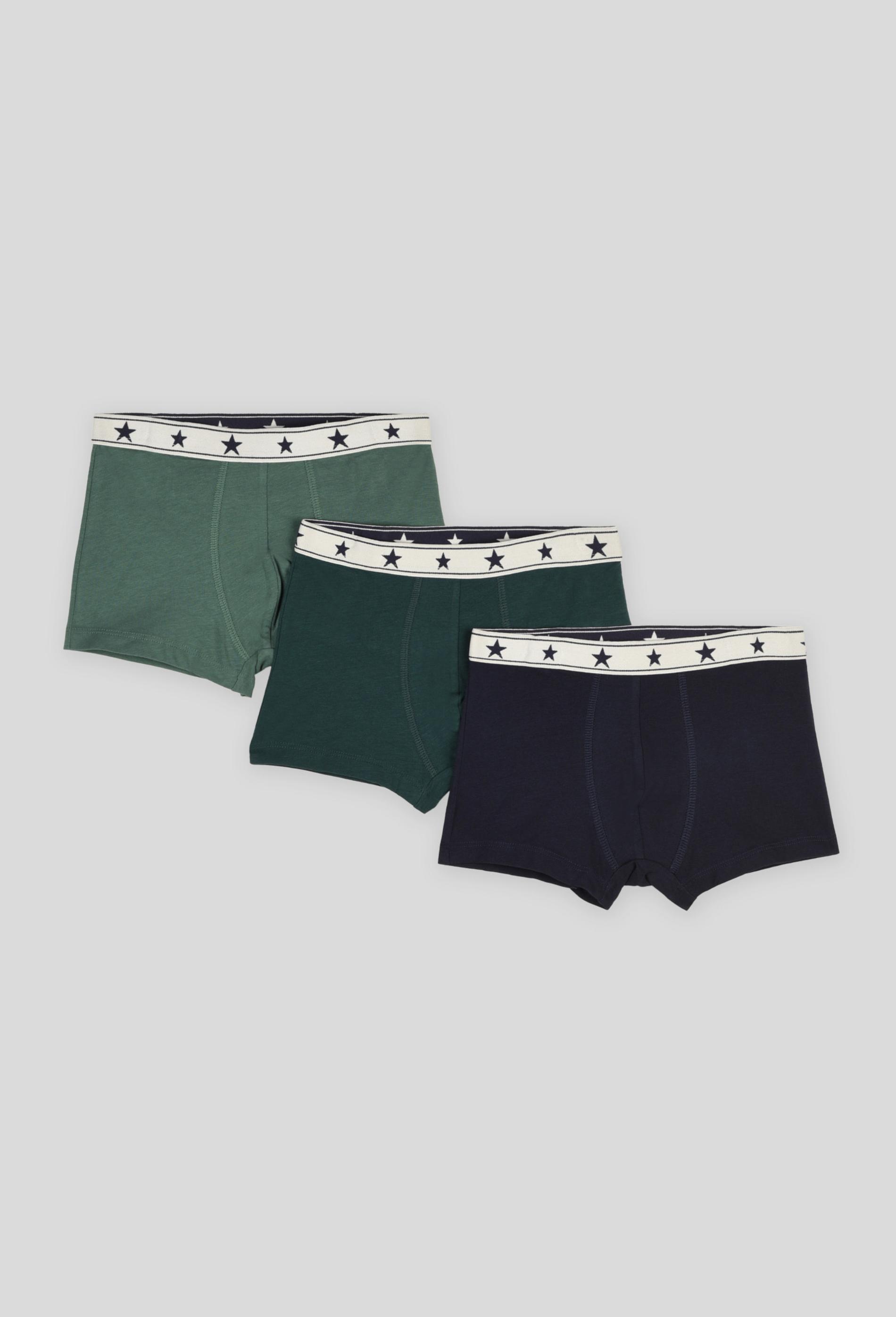 Lot de 3 boxers unis contenant du coton BIO, certifié OEKO-TEX 10-12 ans vert