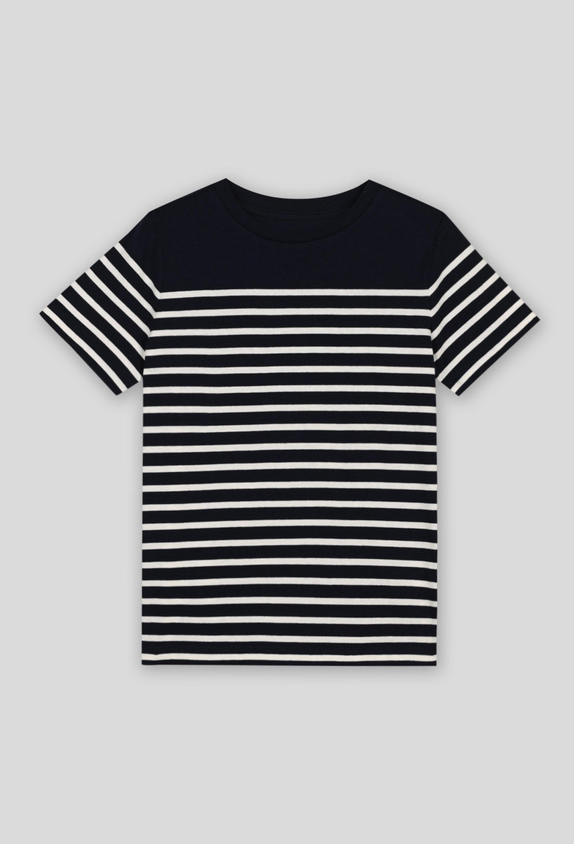 T-shirt manches courtes marinière en coton BIO 3 ans bleu foncé