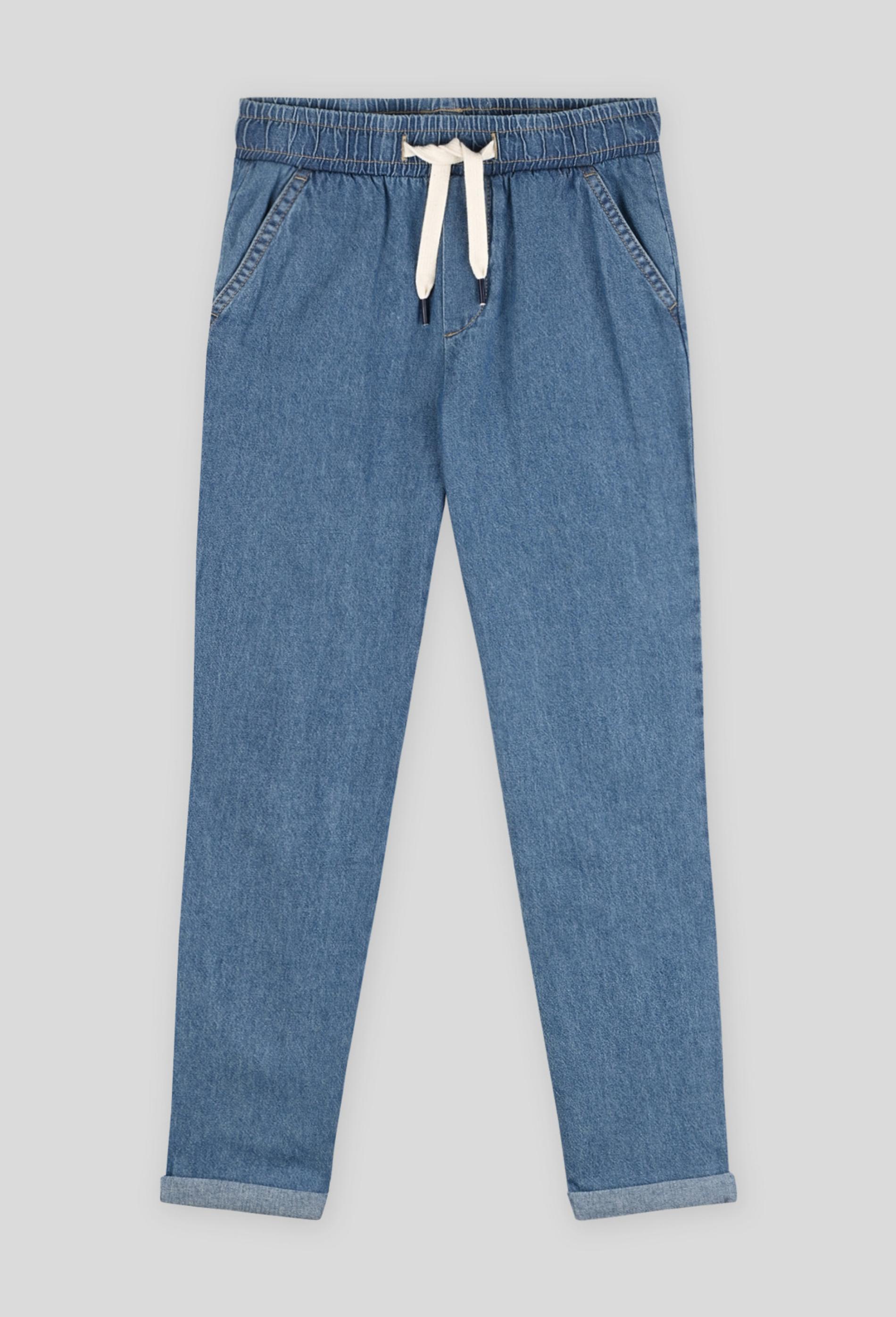 Pantalon droit confort avec cordon à la taille, certifié OEKO-TEX 3 ans bleu clair
