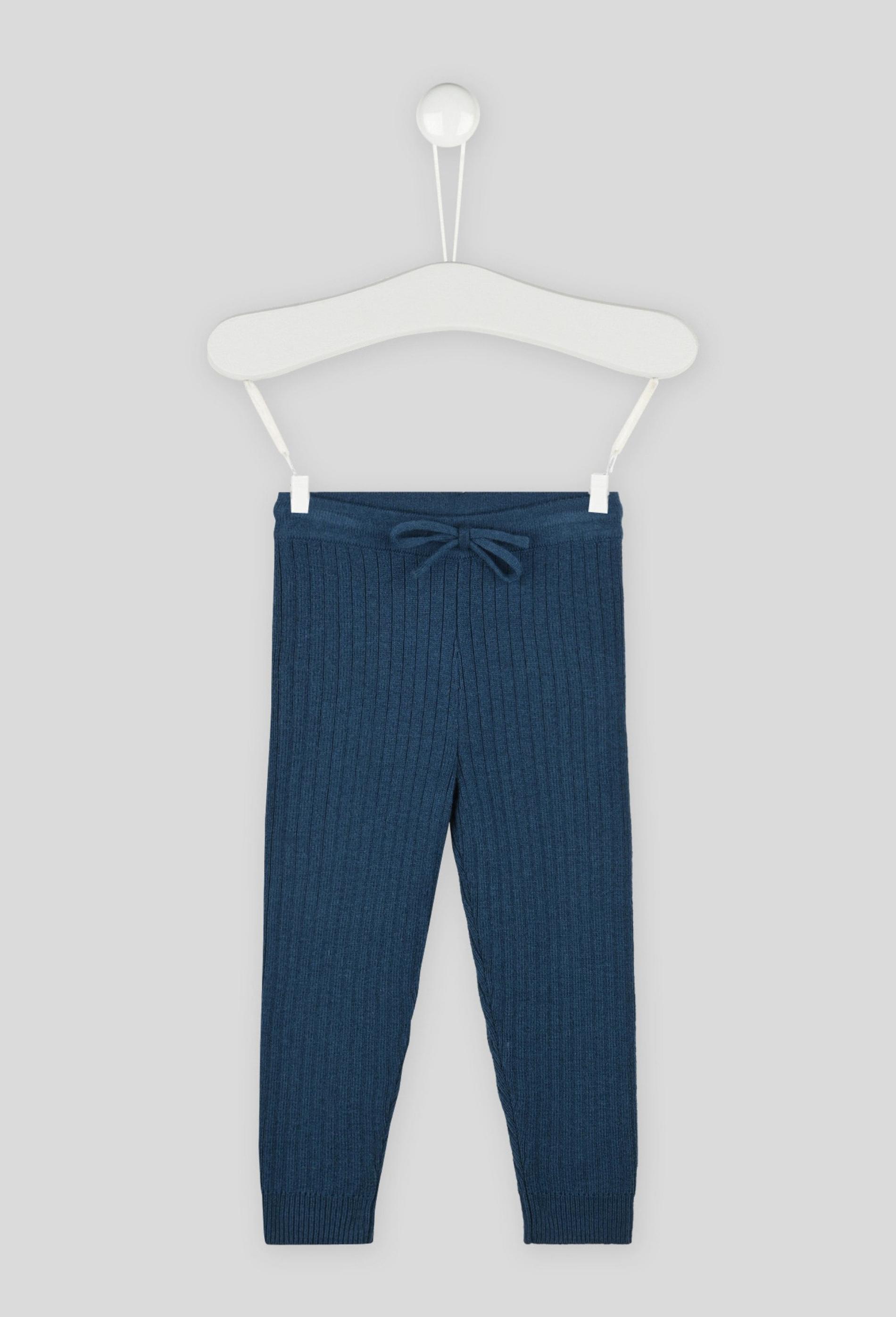 Legging uni côtelé en tricot, fille, OEKO-TEX 6 mois bleu foncé