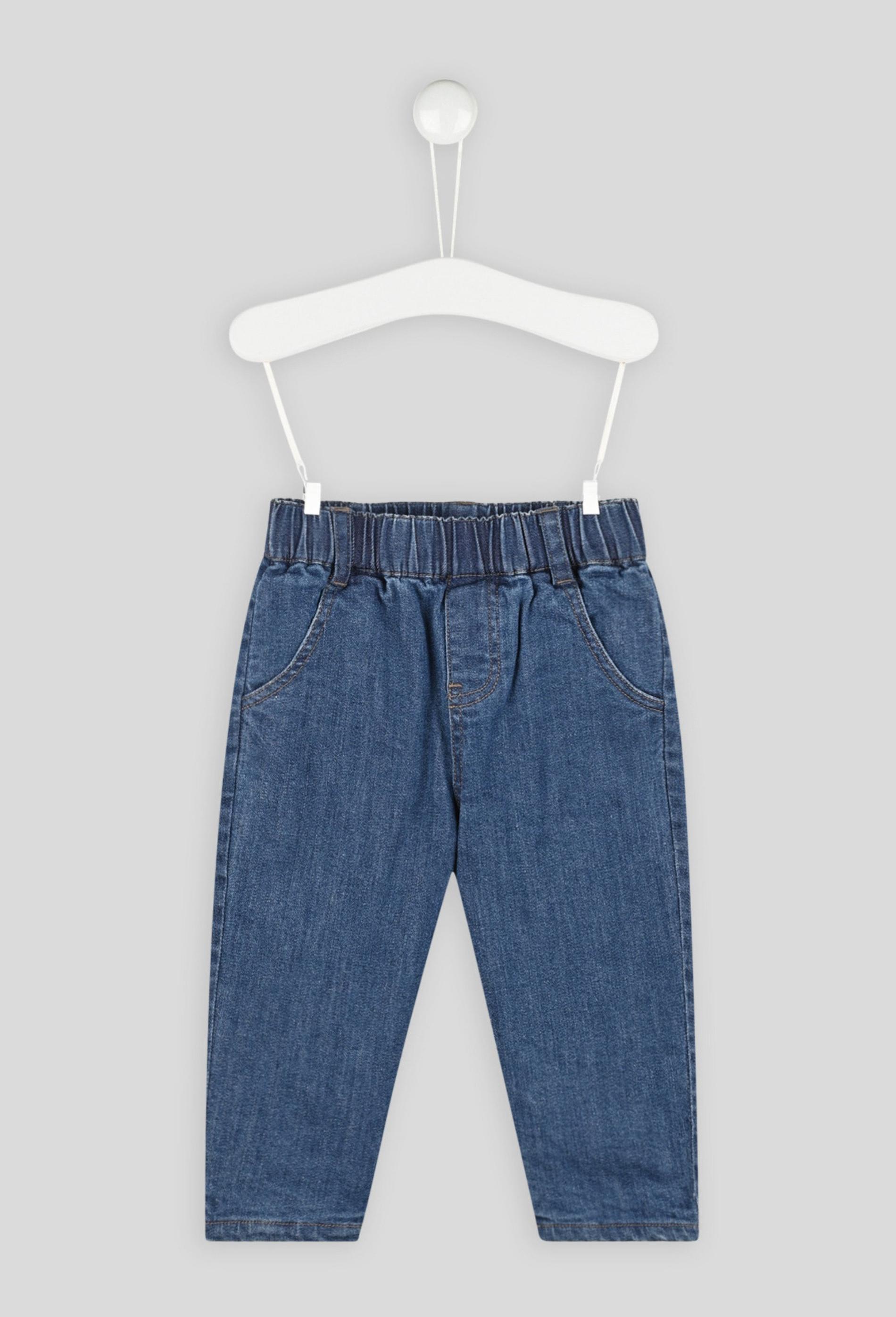 Pantalon uni taille élastique en denim, mixte, OEKO-TEX 6 mois bleu