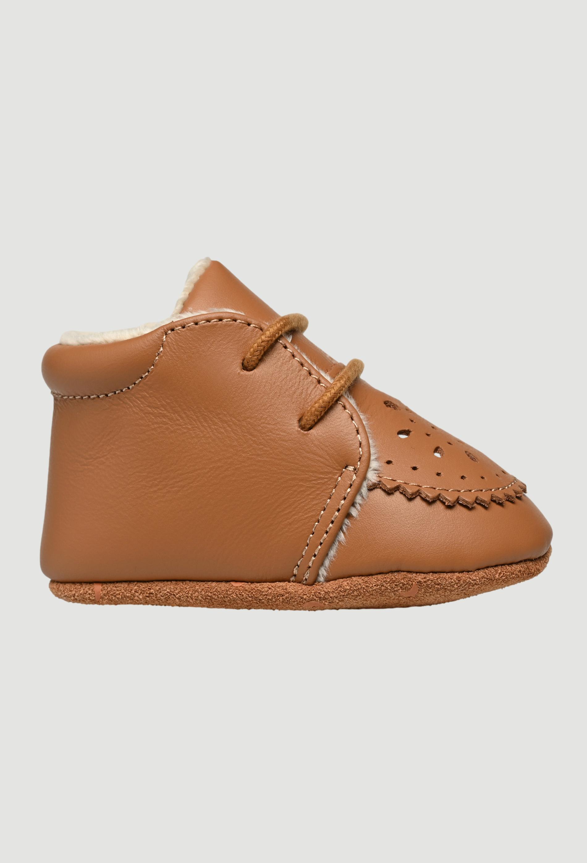 Chaussures fourrées en cuir 15-16 brun clair