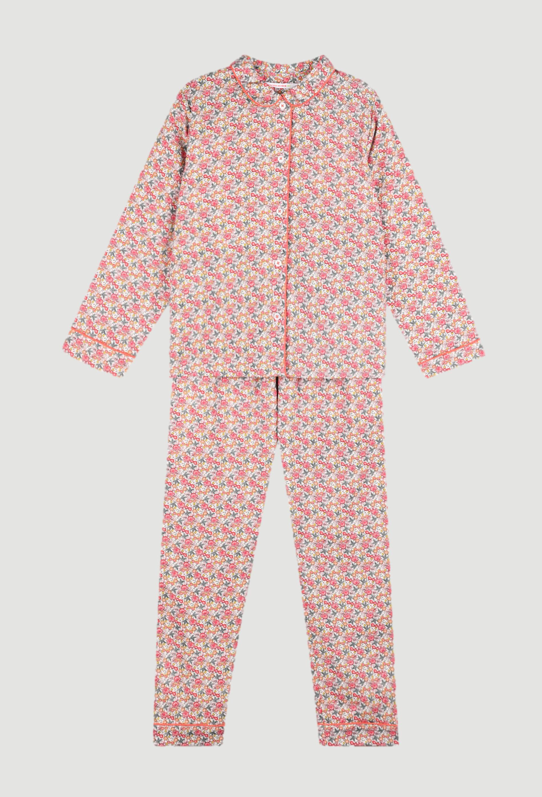Pyjama long chemise imprimé fleuri, BIO 3 ans rose