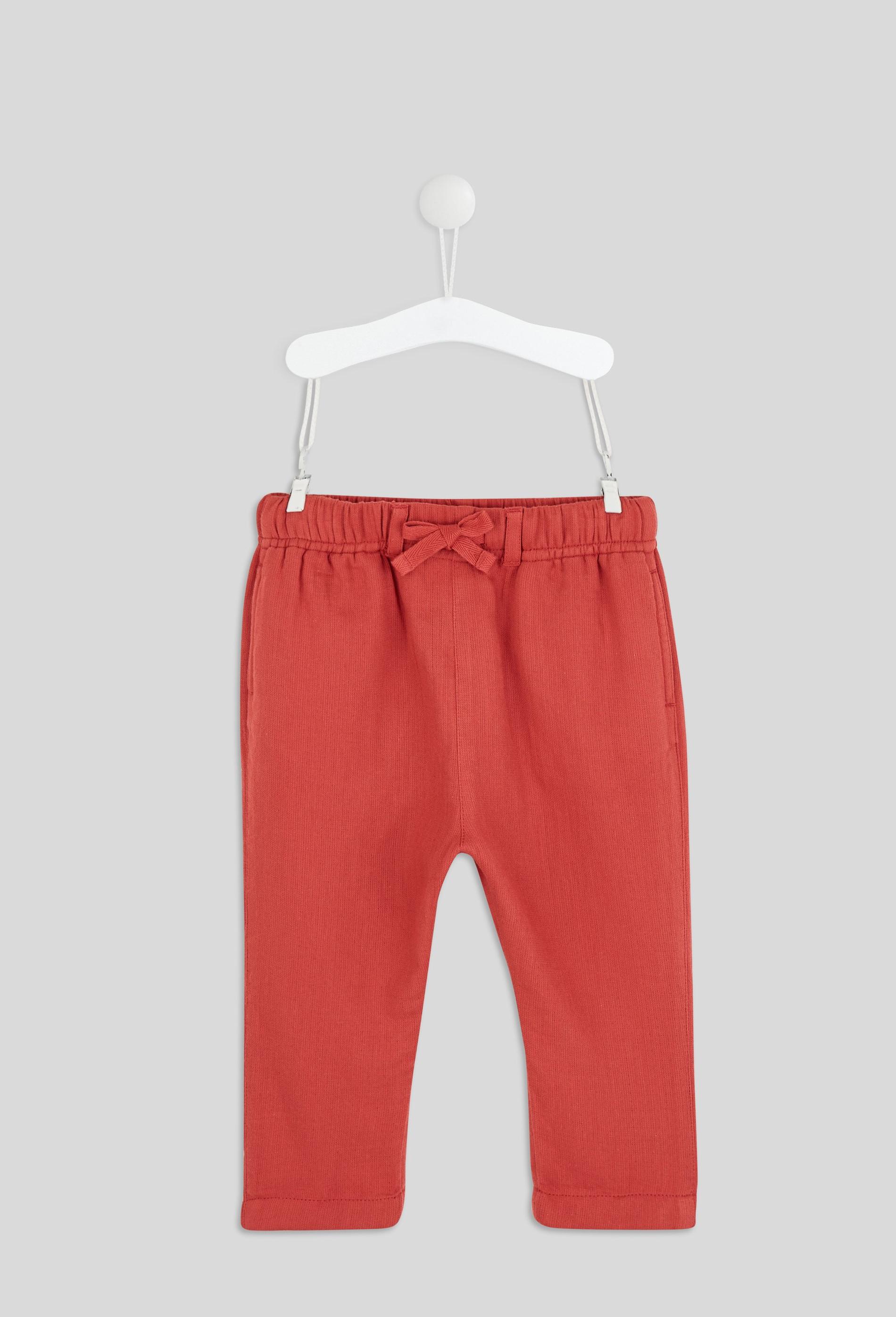 Pantalon uni en gaze de coton, fille, en coton BIO, OEKO-TEX 12 mois rouge