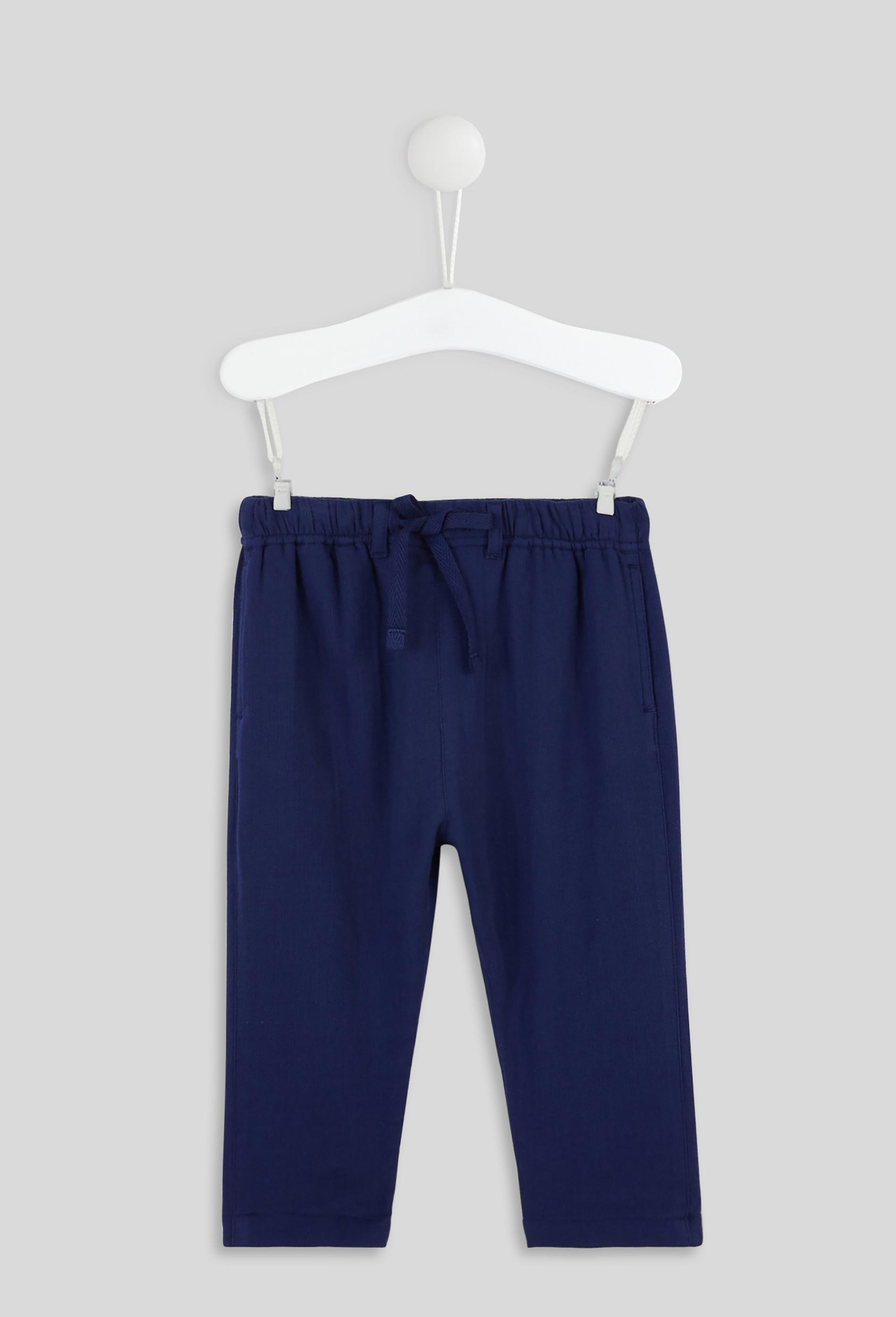 Pantalon uni en gaze de coton, fille, en coton BIO, OEKO-TEX 12 mois bleu