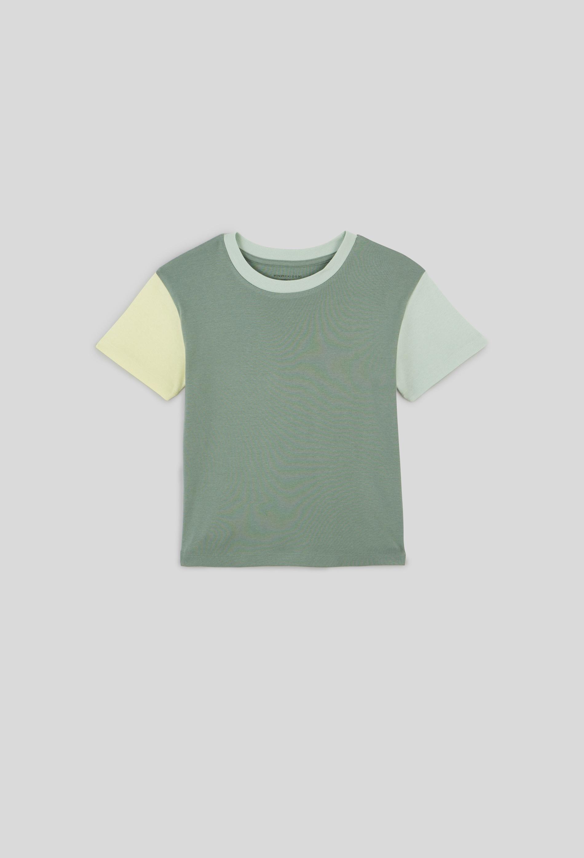 T-shirt manches courtes tricolore en coton BIO 5 ans vert
