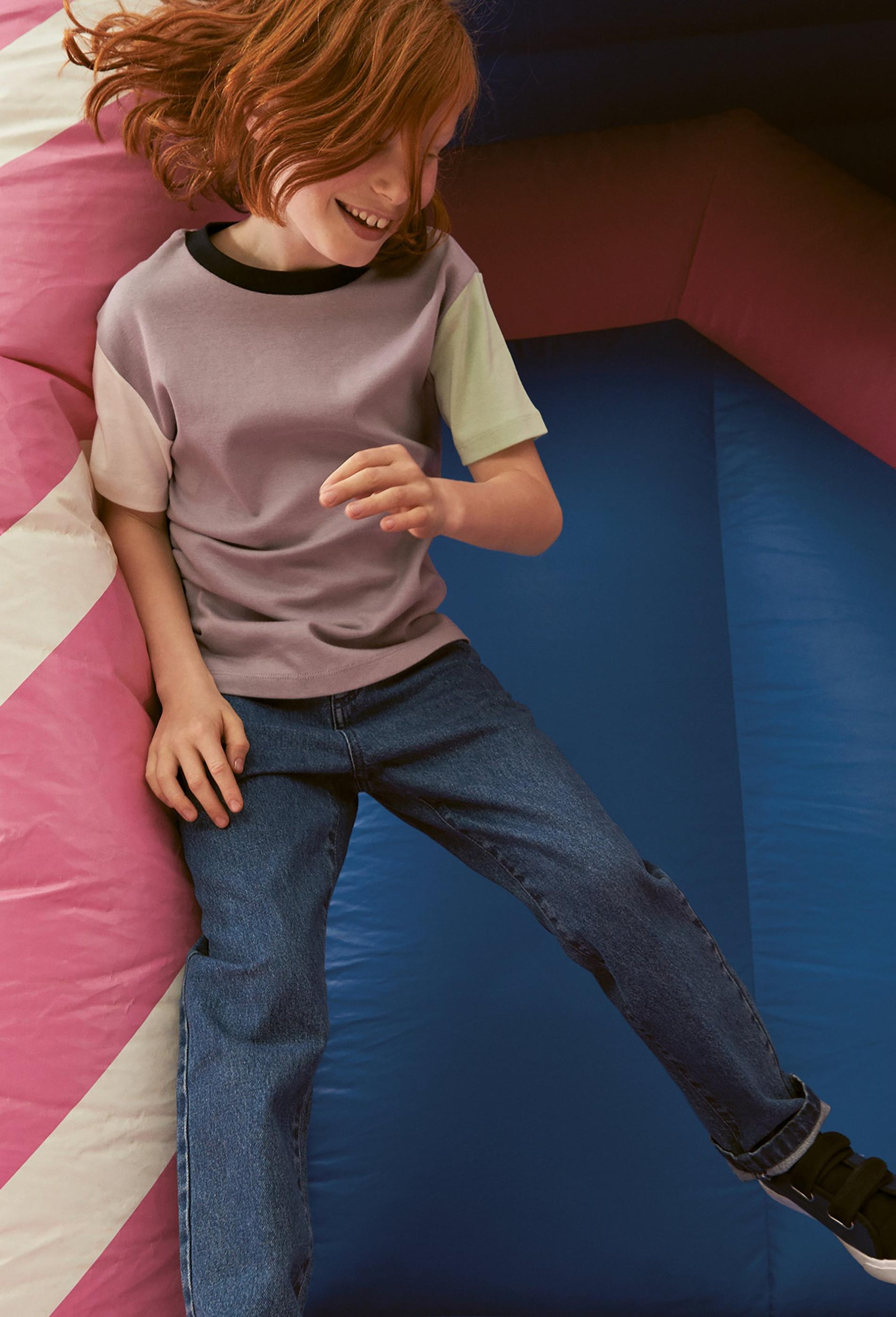 T-shirt manches courtes tricolore en coton BIO 10 ans violet