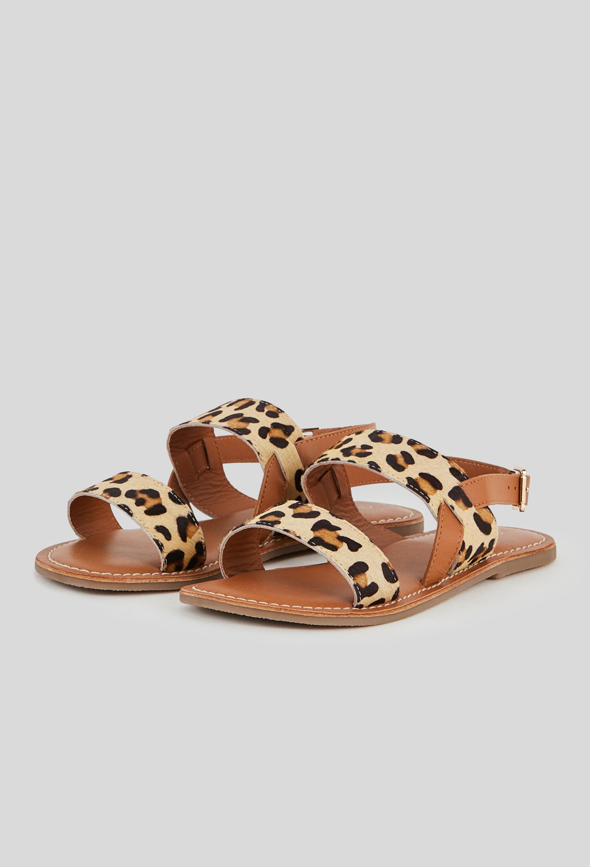 Sandales cuir léopard 36 brun clair