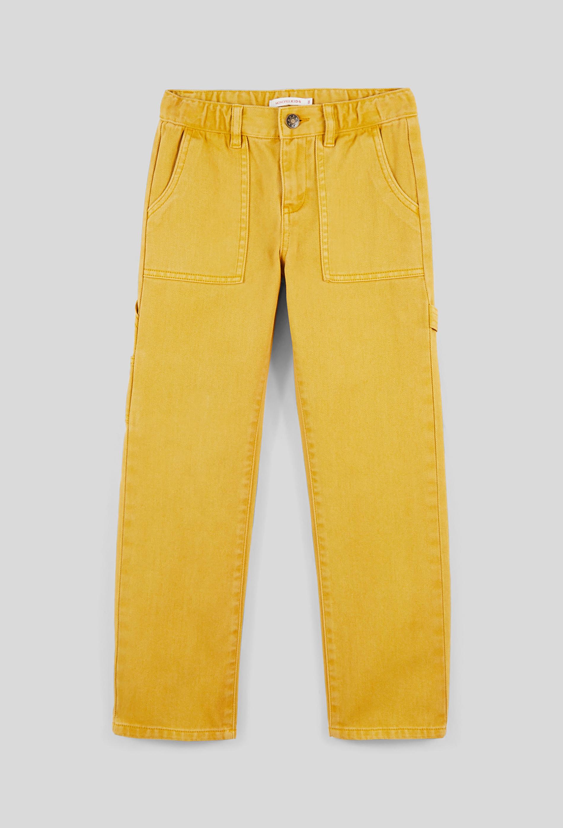 Pantalon large style cargo avec détails empiècements, Oeko-Tex 3 ans jaune foncé