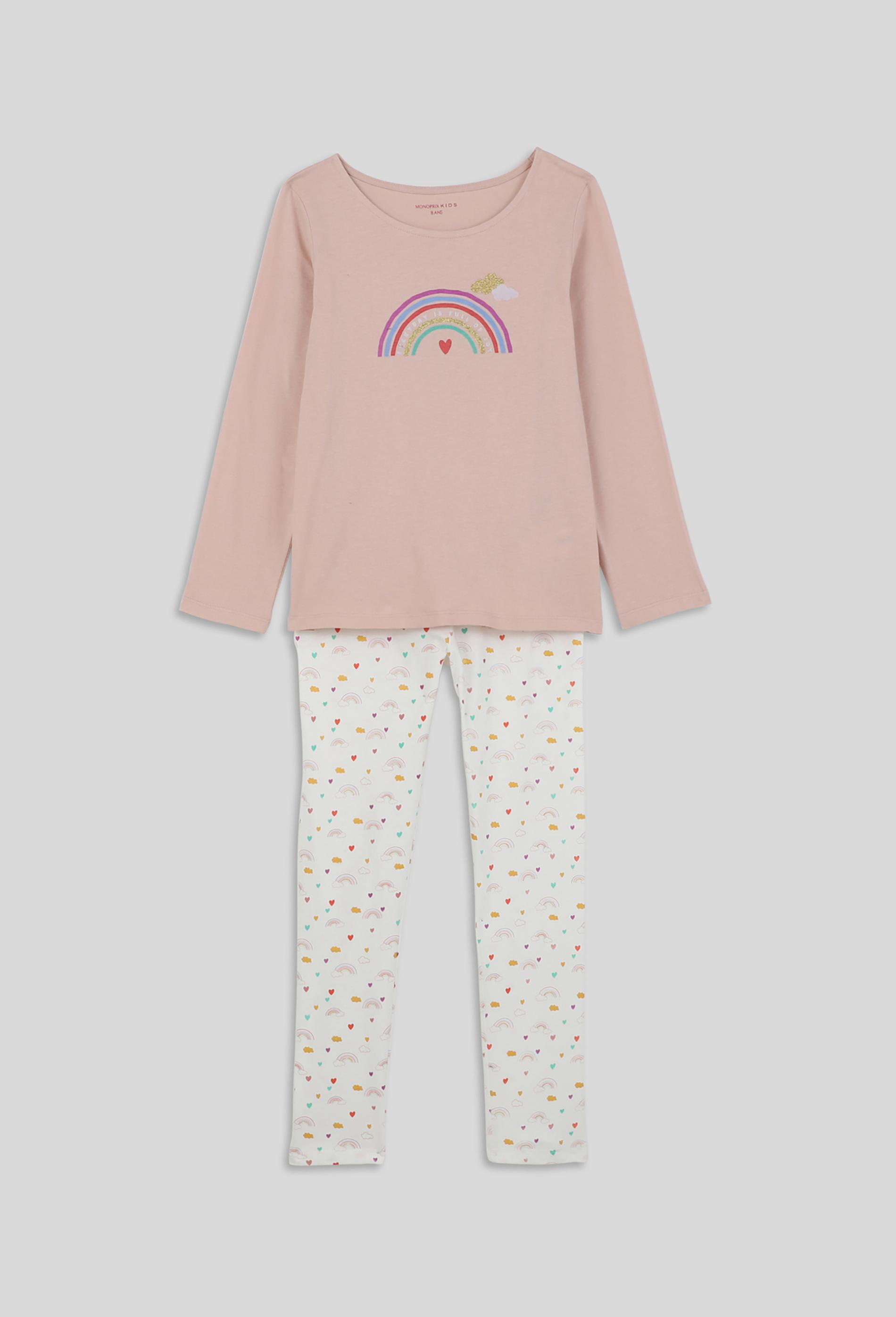 Pyjama long avec imprimé arc-en-ciel, BIO 3 ans rose clair