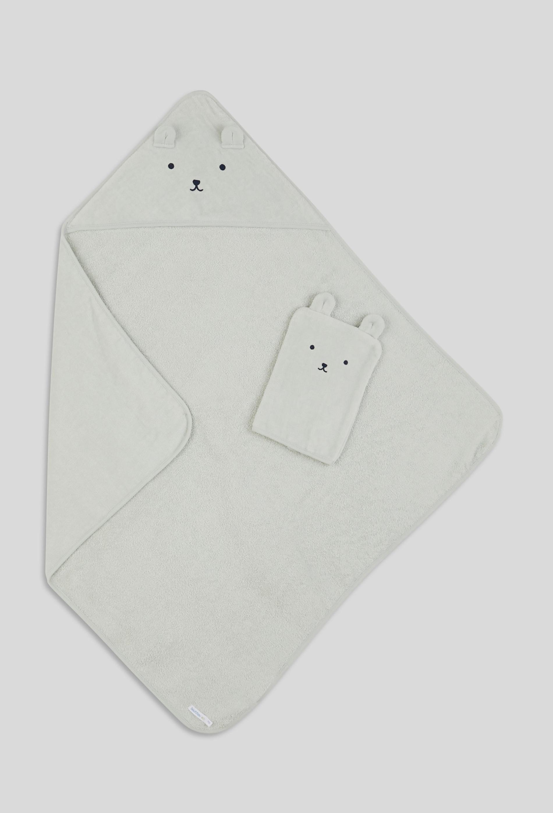 Coffret cadeau cape de bain et gant de toilette brodés, en coton BIO (BOUT'CHOU) - Couverture