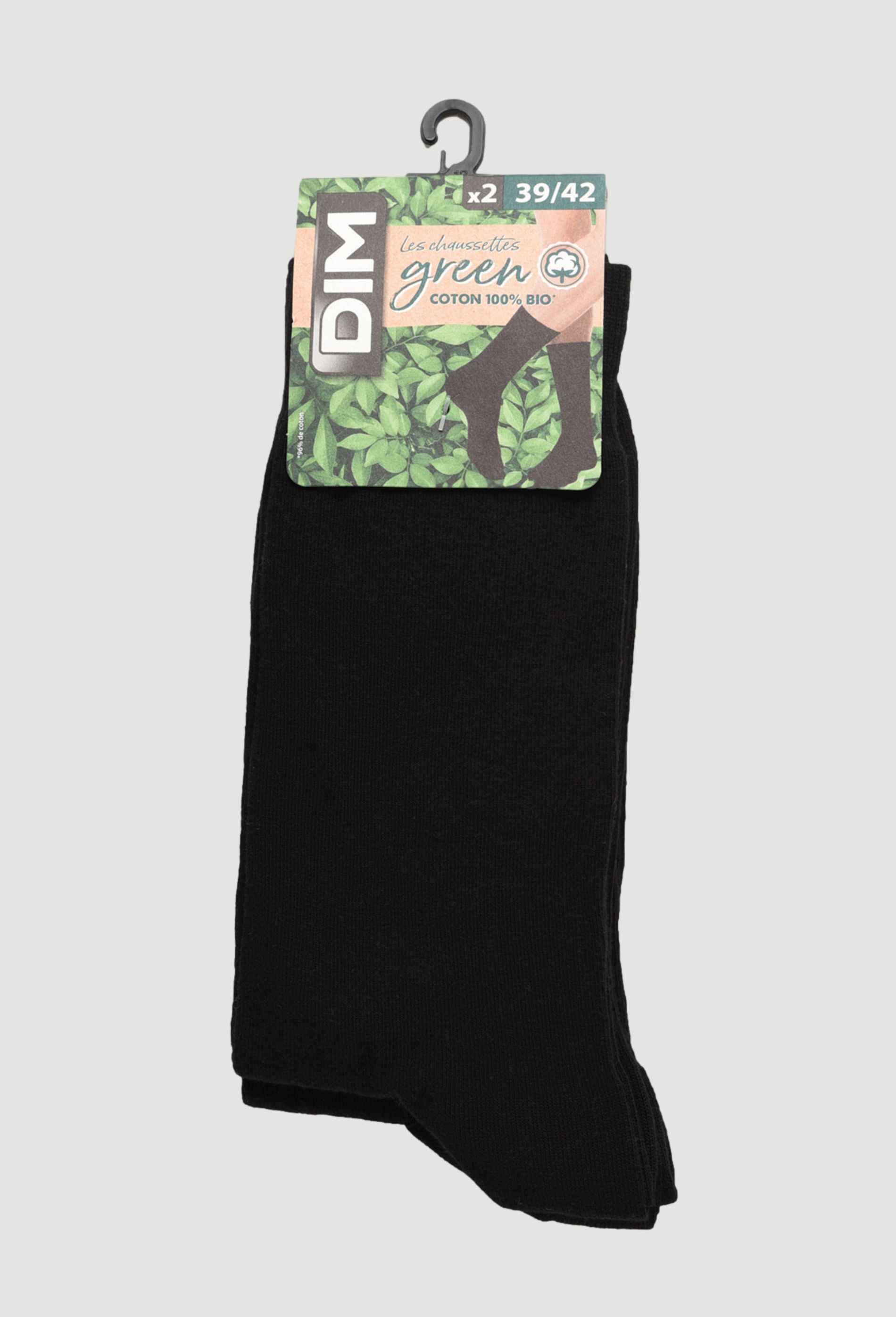 Lot de 2 paires de chaussettes hommes noires coton lyocell Green by Dim