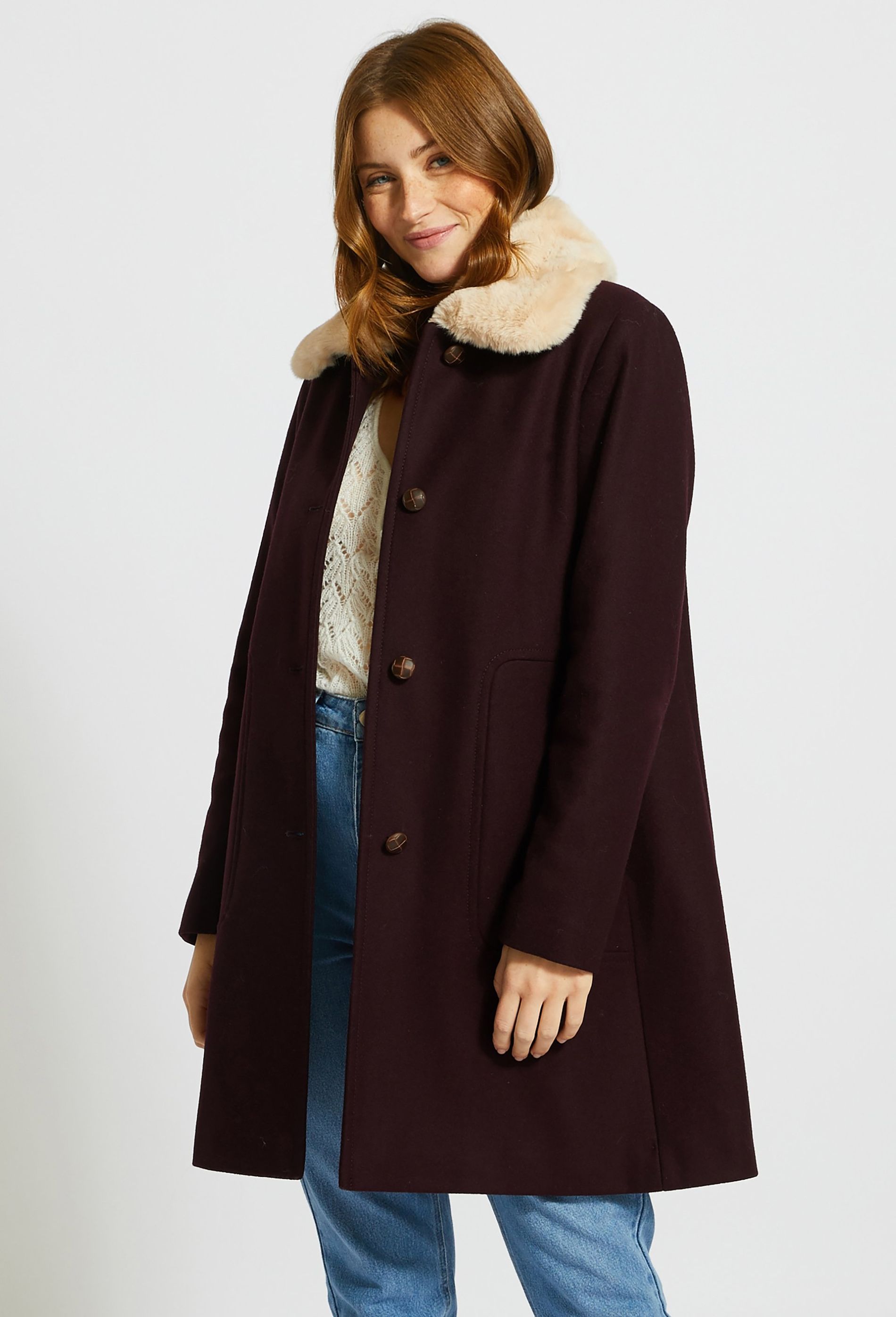 monoprix manteau laine femme