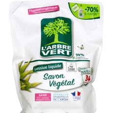 L'ARBRE VERT Recharge lessive savon végétal - 34 lavages nouvelle formule  et volume 