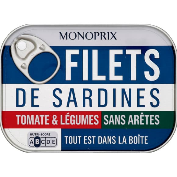 Filets de sardines tomate & légumes, sans huile