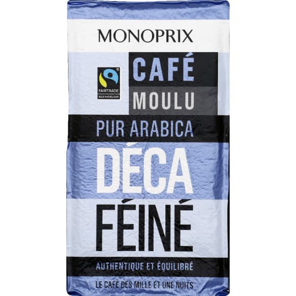 Café moulu pur arabica décaféiné