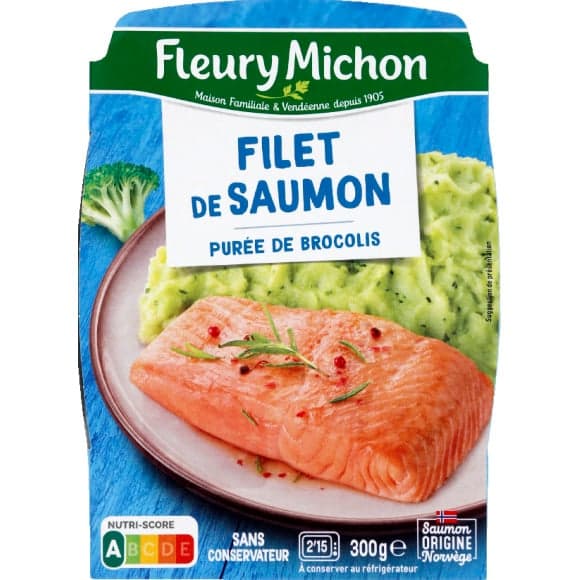 Filet de saumon purée aux brocolis