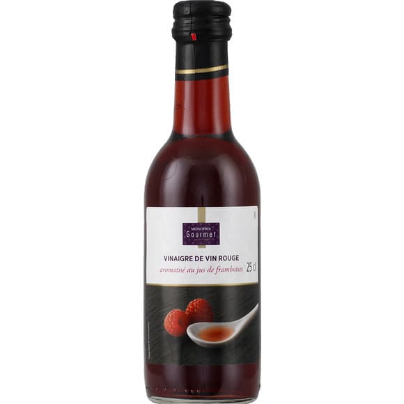 Vinaigre de vin rouge aromatisé au jus de framboise