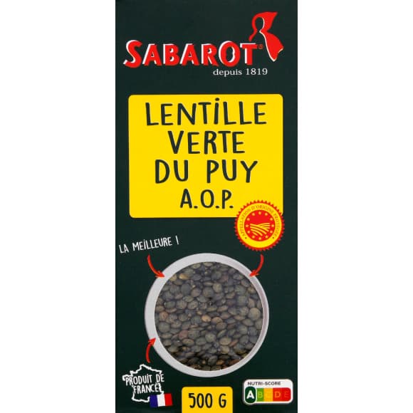 Lentille verte du Puy, riche en fibres et en minéraux, Produit de France