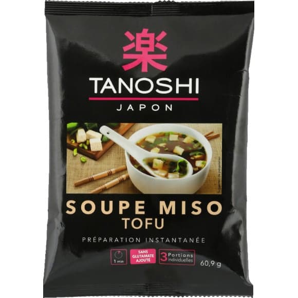 Soupe Miso au tofu, préparation instantanée, 3 portions individuelles