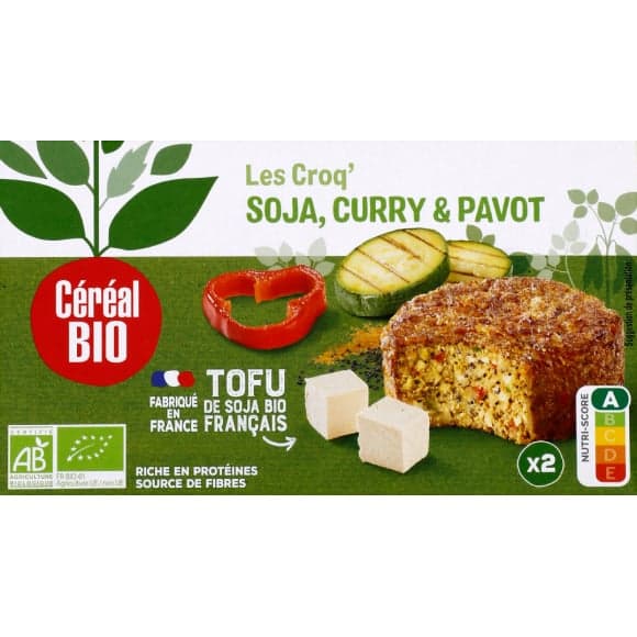 Croq'soja au curry & pavot, sans viande, bio