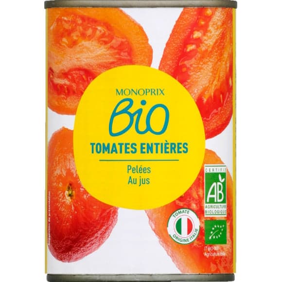 Tomates entières pelées bio
