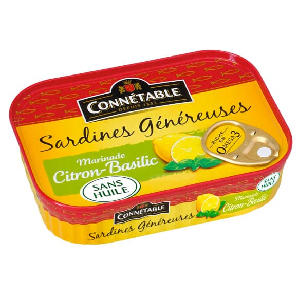 Sardines généreuses marinade citron-basilic sans huile