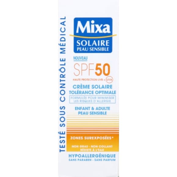 Creme solaire, tolerance optimale, SPF50 haute protection UVB+UVAenfant et adulte, peaux sensibles