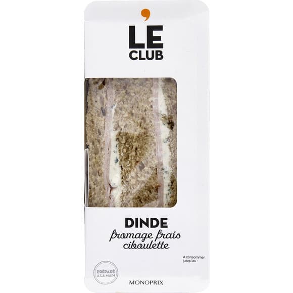 Sandwich dinde fromage frais ciboulette - Le Club