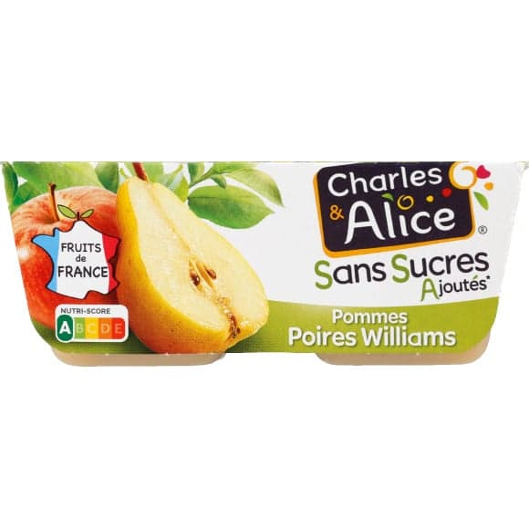 Desserts fruités pommes et poires Williams, sans sucres ajoutés