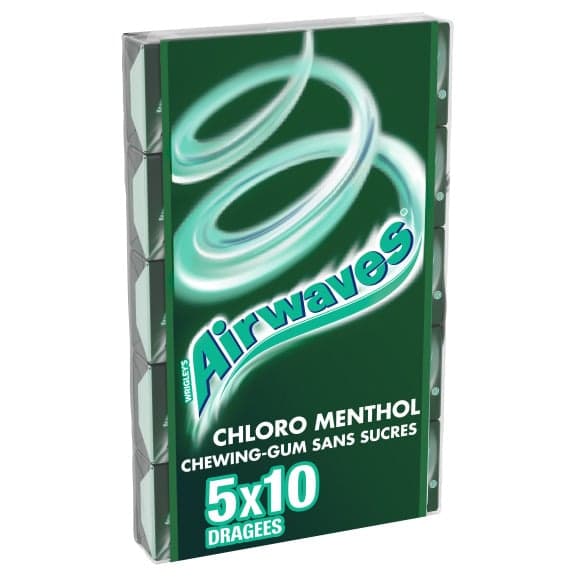 Chewing-gum au goût chloro menthol, sans sucres