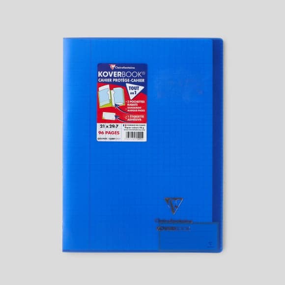 Cahier Koverbook, grands carreaux, 96 pages, avec protège-cahi er, format A4