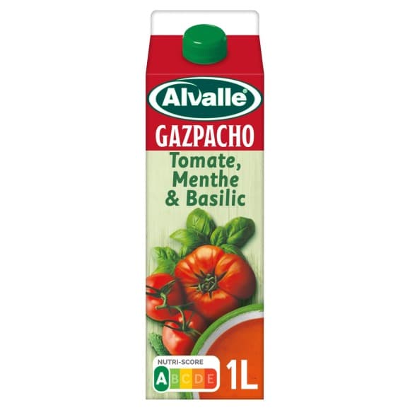 Soupe froide tomate, menthe et basilic