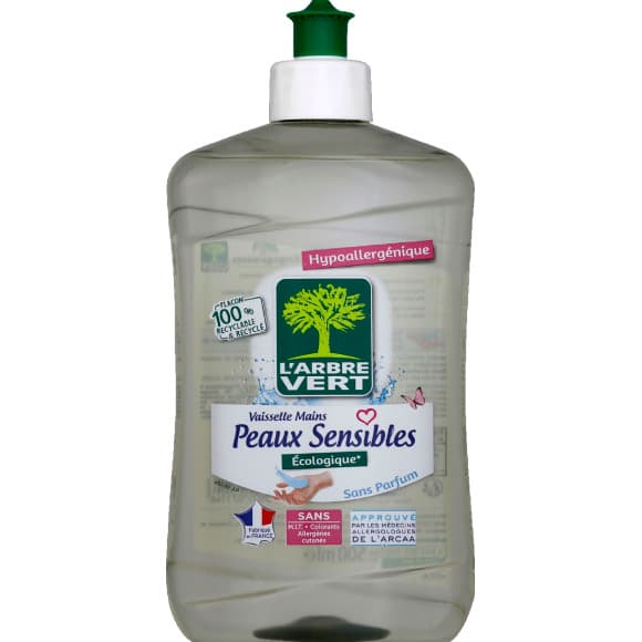 Liquide vaisselle ecologique peaux sensibles hypoallergénique sans parfum