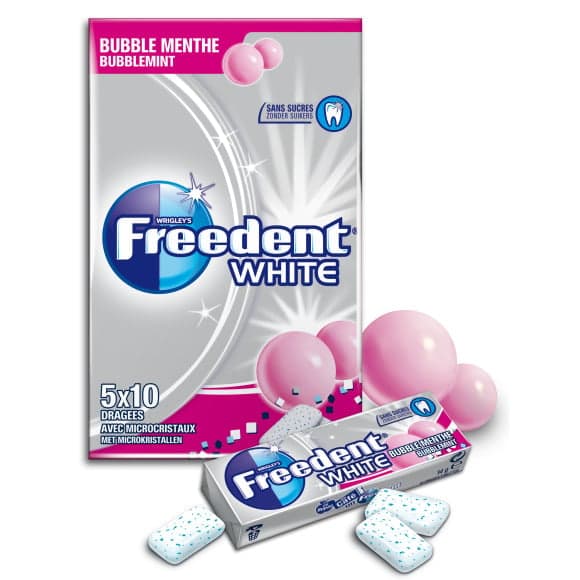 Chewing-gum au bubble menthe, sans sucre
