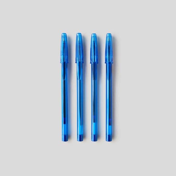 4 stylos-bille bleus