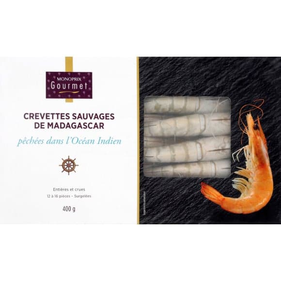 Crevettes sauvages de Madagascar pêchées dans l'Océan Indien, surgelé