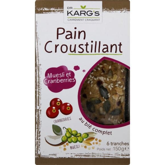 Pain croustillant muesli et cranberries et au blé complet