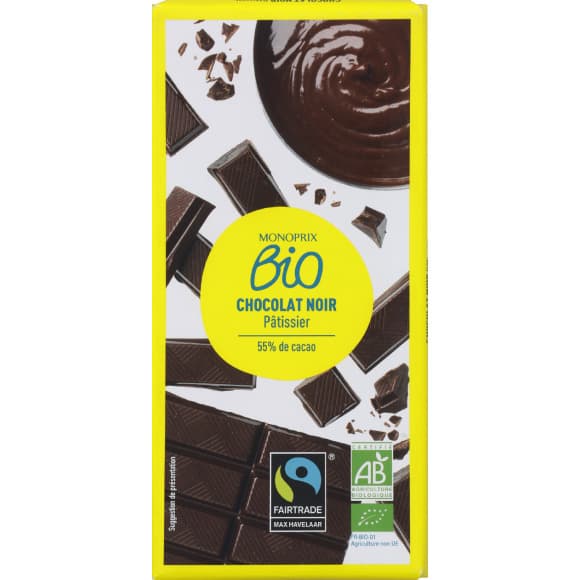 Chocolat noir pâtissier 55% de cacao, bio