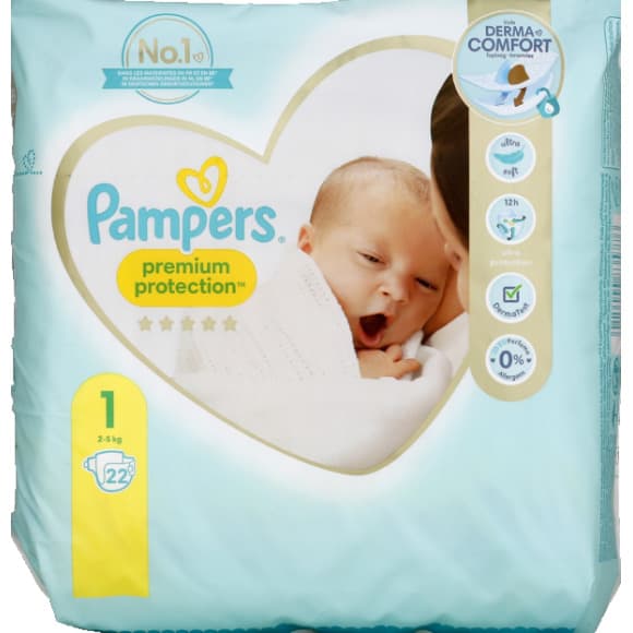 Couches New Baby Premium Protection, taille 1 : 2-5 kg