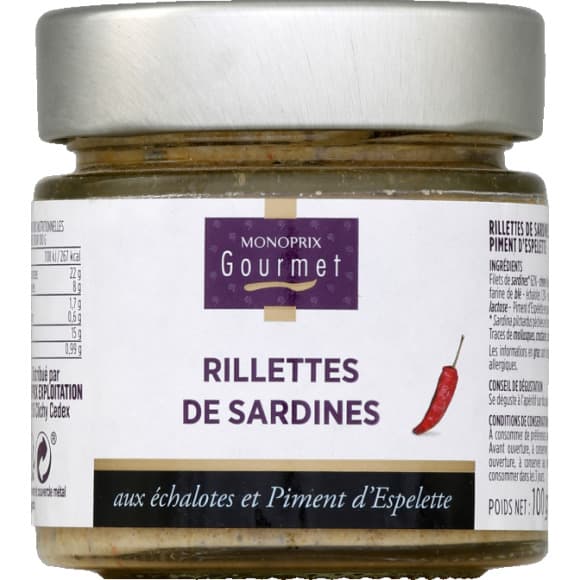 Rillettes de sardines aux échalotes et piment d'Espelette