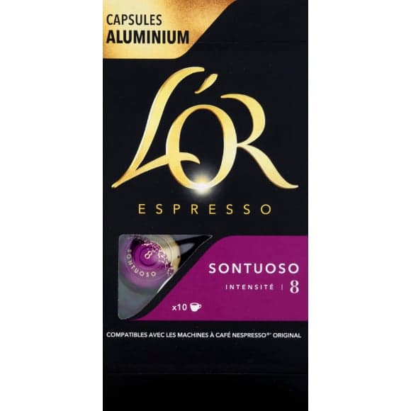 Capsules de café espresso en aluminium, Sontuoso, intensité 8