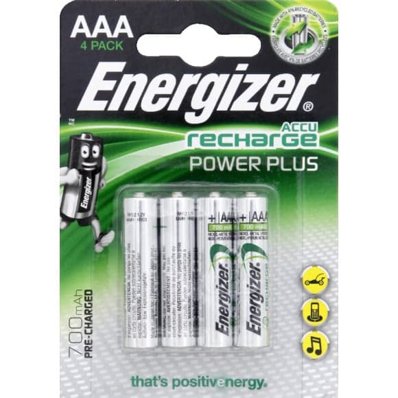 Piles Rechargeables Energizer Power Plus AAA/LR3 700 mAh, pack de4