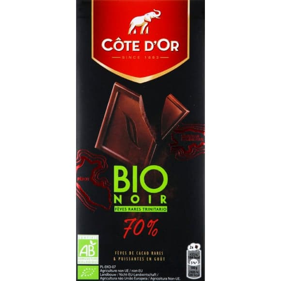 Chocolat noir aux fèves rares 70% cacao, bio