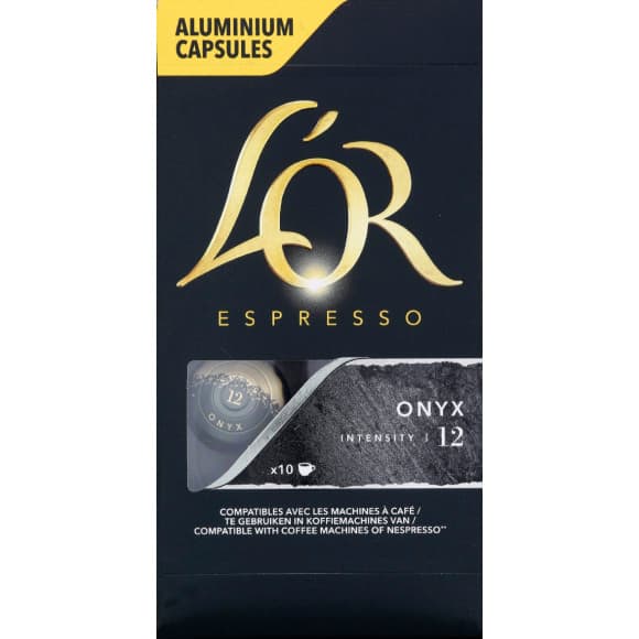 Capsules de café espresso en aluminium, Onyx Noir, intensité 12